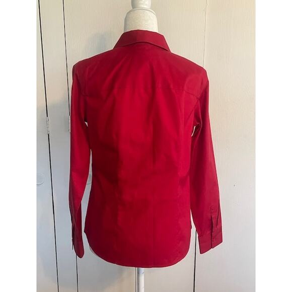Chico's Size 0 (8-10 Reg) Women's Button-Up Long Sleeve Red Blouse 100% Cotton - Picture 3 of 4
